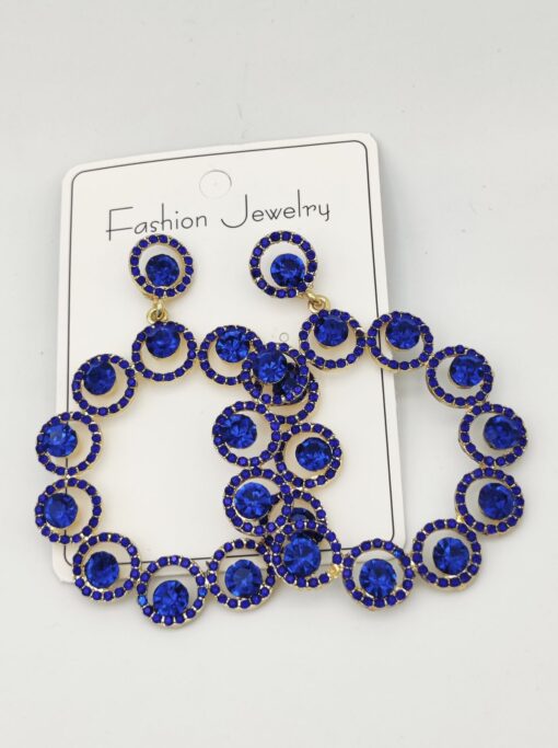 Imported Gleaming Sapphire Circle Earrings – Bold & Elegant Lightweight & Comfortable for all-day wear. - Image 2
