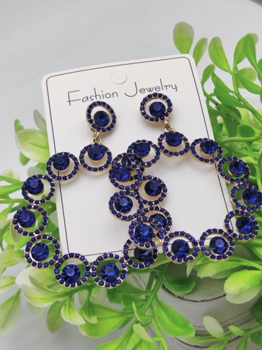 Imported Gleaming Sapphire Circle Earrings – Bold & Elegant Lightweight & Comfortable for all-day wear. - Image 4