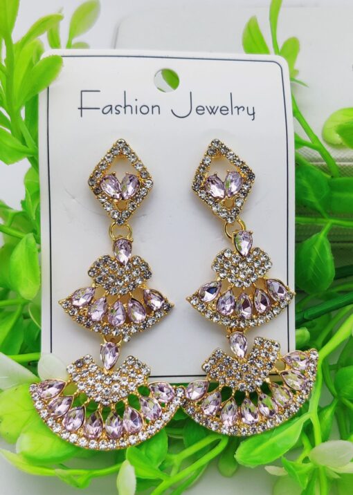 Imported Radiant Lilac Glam Earrings - A Statement of Grace 🌸✨ | Best Quality Modern Design Earrings For Girls & Womens - Image 4
