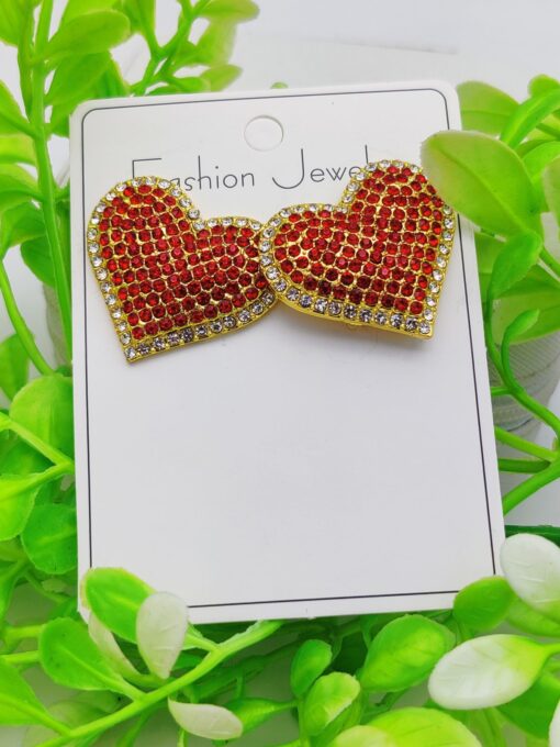 Imported Dazzling Red Heart Earrings – Bold Elegance Redefined | Best Quality Jewelry | Earrings For Girls | Earrings For Women - Image 2