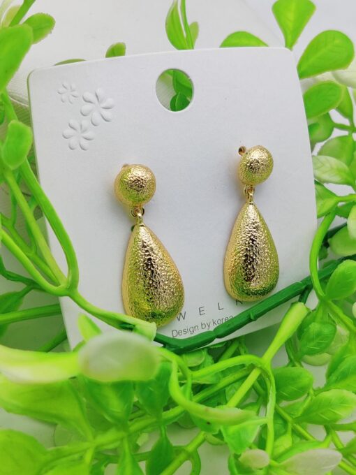 Elegant Textured Drop Earrings – Golden Glow  | Earring For Girls | Luxurious Looks