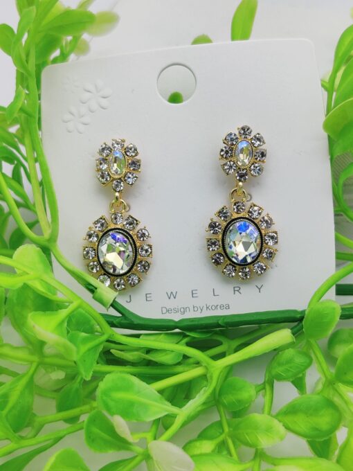Imported Elegant Crystal-Embedded Dangling Earrings – Radiant Statement Jewelry