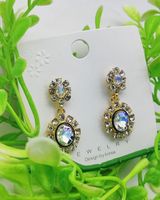 Imported Elegant Crystal-Embedded Dangling Earrings – Radiant Statement Jewelry - Image 3