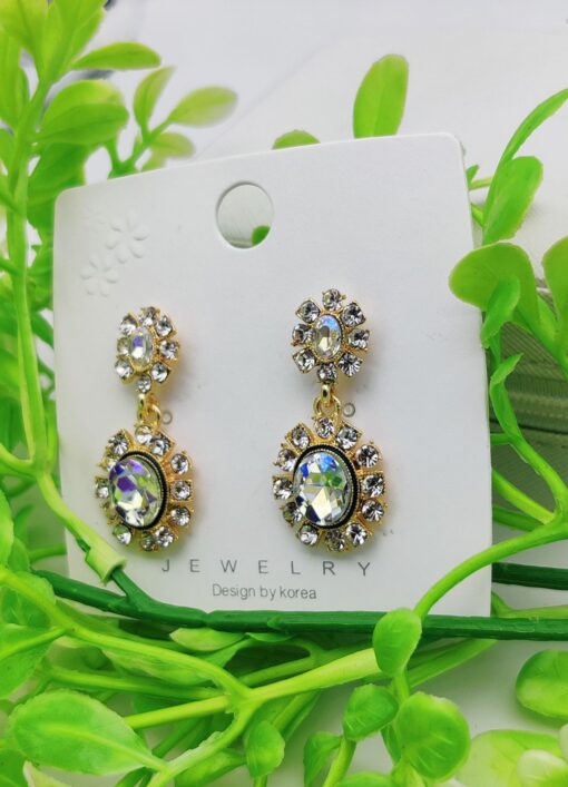 Imported Elegant Crystal-Embedded Dangling Earrings – Radiant Statement Jewelry - Image 2