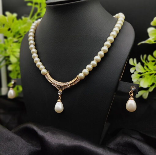 Imported Elegant Gold-Plated Pearl Necklace with Teardrop Pendant | Girls & Women Fashion