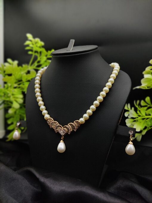 Imported Timeless Pearl Elegance Necklace Set with Drop Earrings | Girls & Women Fashion - Image 4