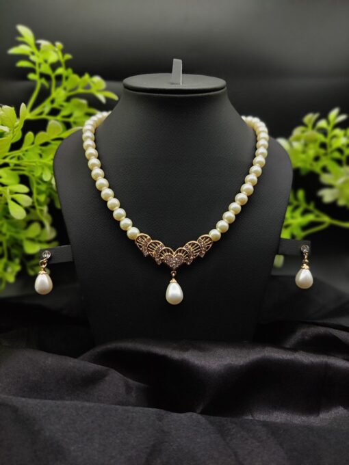 Imported Timeless Pearl Elegance Necklace Set with Drop Earrings | Girls & Women Fashion - Image 3