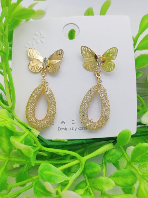Imported Elegant Butterfly & Woven Teardrop Earrings - Sophisticated Design for Every Occasion 🌸✨ | Best Quality Earring For Women & Girls
