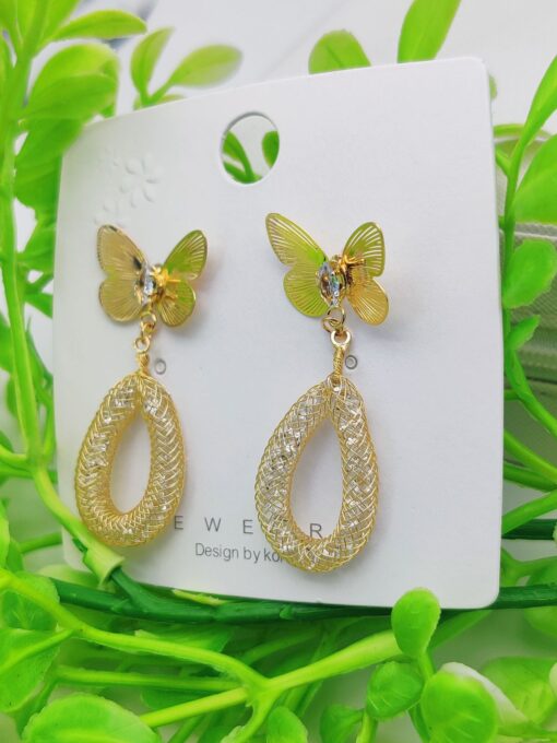 Imported Elegant Butterfly & Woven Teardrop Earrings - Sophisticated Design for Every Occasion 🌸✨ | Best Quality Earring For Women & Girls - Image 3