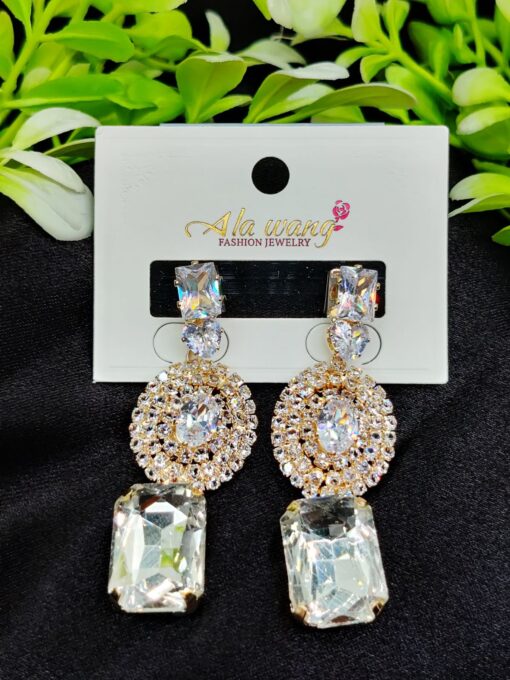 Imported Radiant Elegance Crystal Drop Earrings | Artificial Earrings For Girls & Women - Image 3