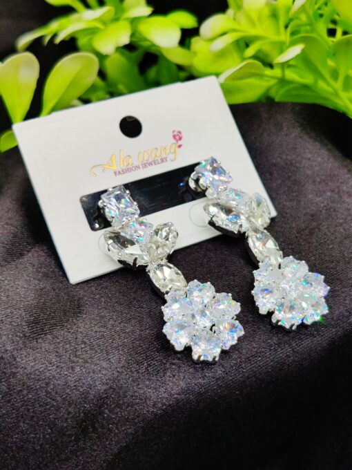Imported Radiant Floral Elegance Drop Earrings - Dazzle with Every Step! ✨ | Artificial Earrings | Artificial Jewellery  - Image 3