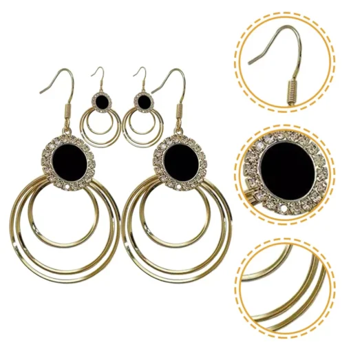 Imported Exquisite Triple-Hoop Dangle Earrings for Timeless Elegance | Best Quality Earring For Girls & Women - Image 2