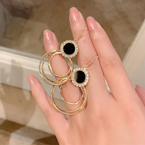 Imported Exquisite Triple-Hoop Dangle Earrings for Timeless Elegance | Best Quality Earring For Girls & Women - Image 3